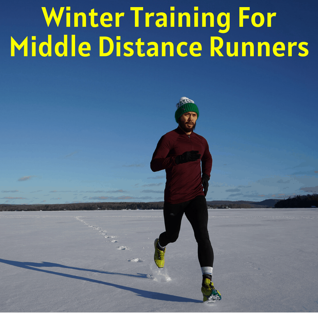 Middle distance runner training in winter