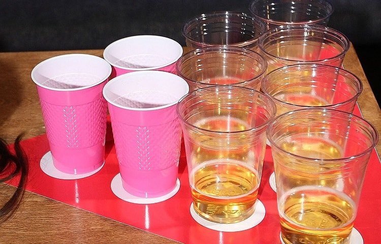 triangle arranged cups