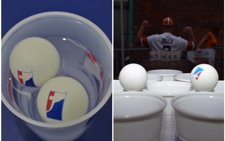 two balls in one cup in beer pong