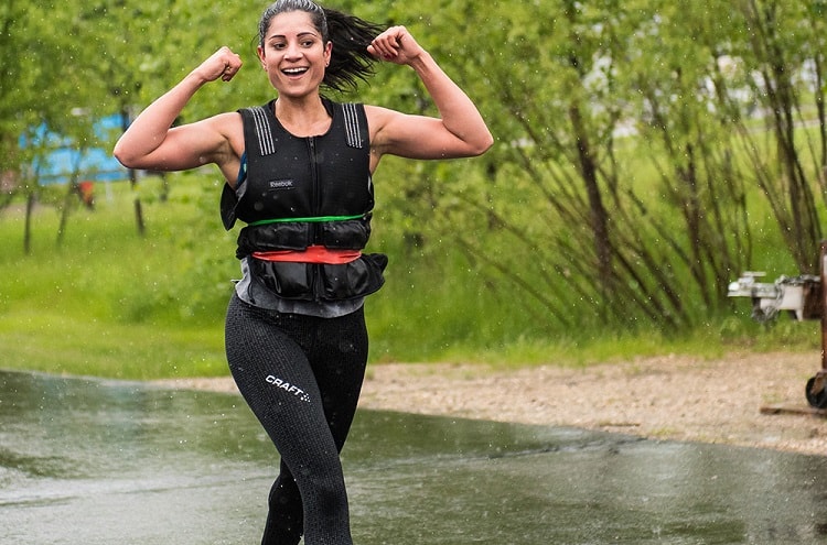 woman walks with weighted vest